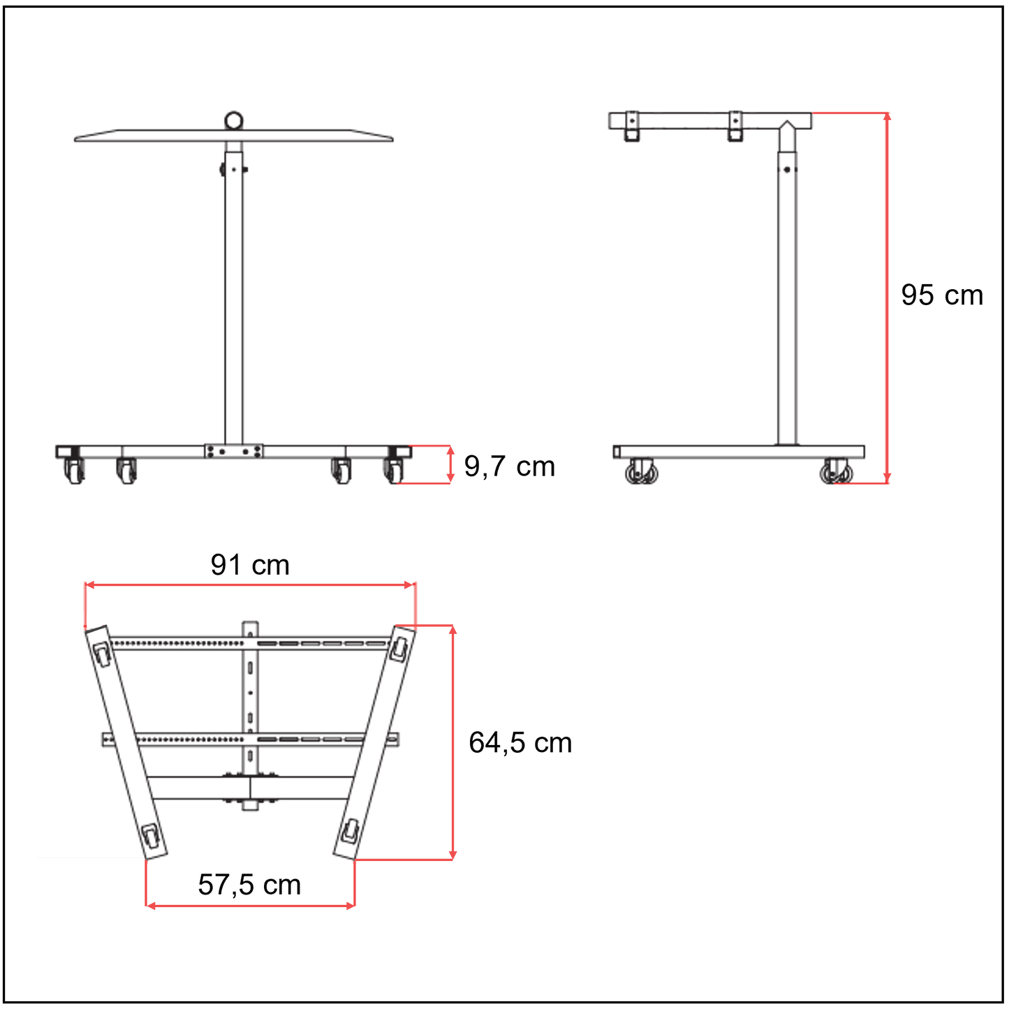 Maße horizontaler Ständer